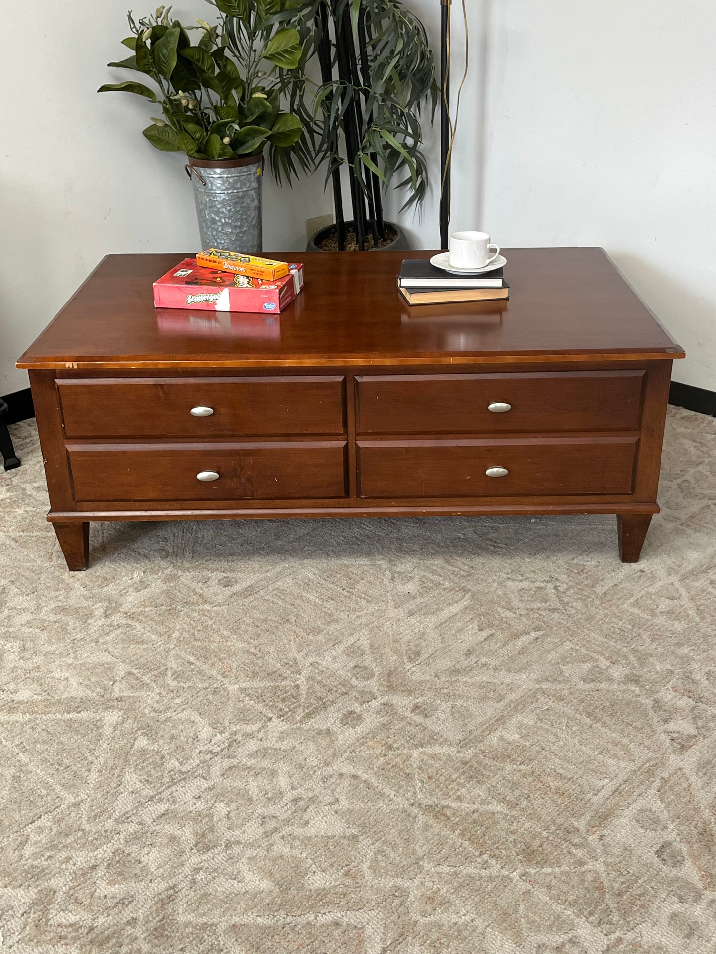 Ethan Allen Style Coffee Table With 2-Drawers