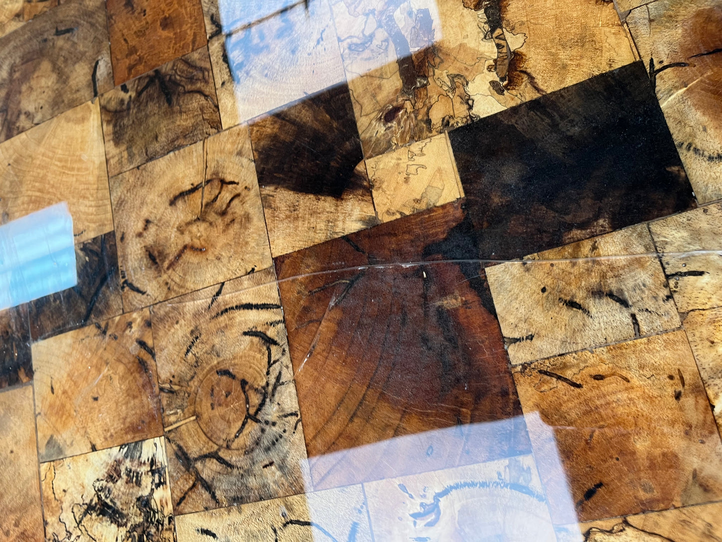 Natural Checkered Wood Coffee Table