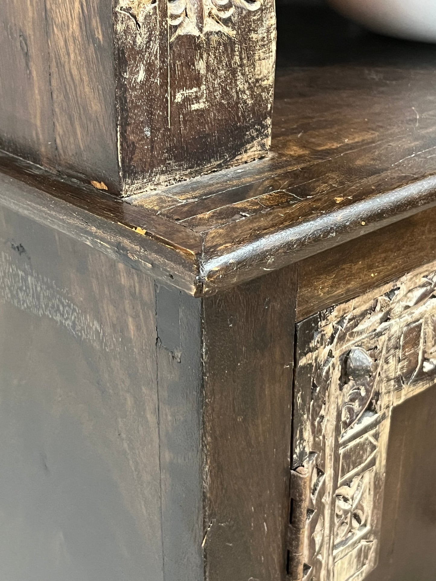 Hand Carved Bohemian Style Wooden Bookcase