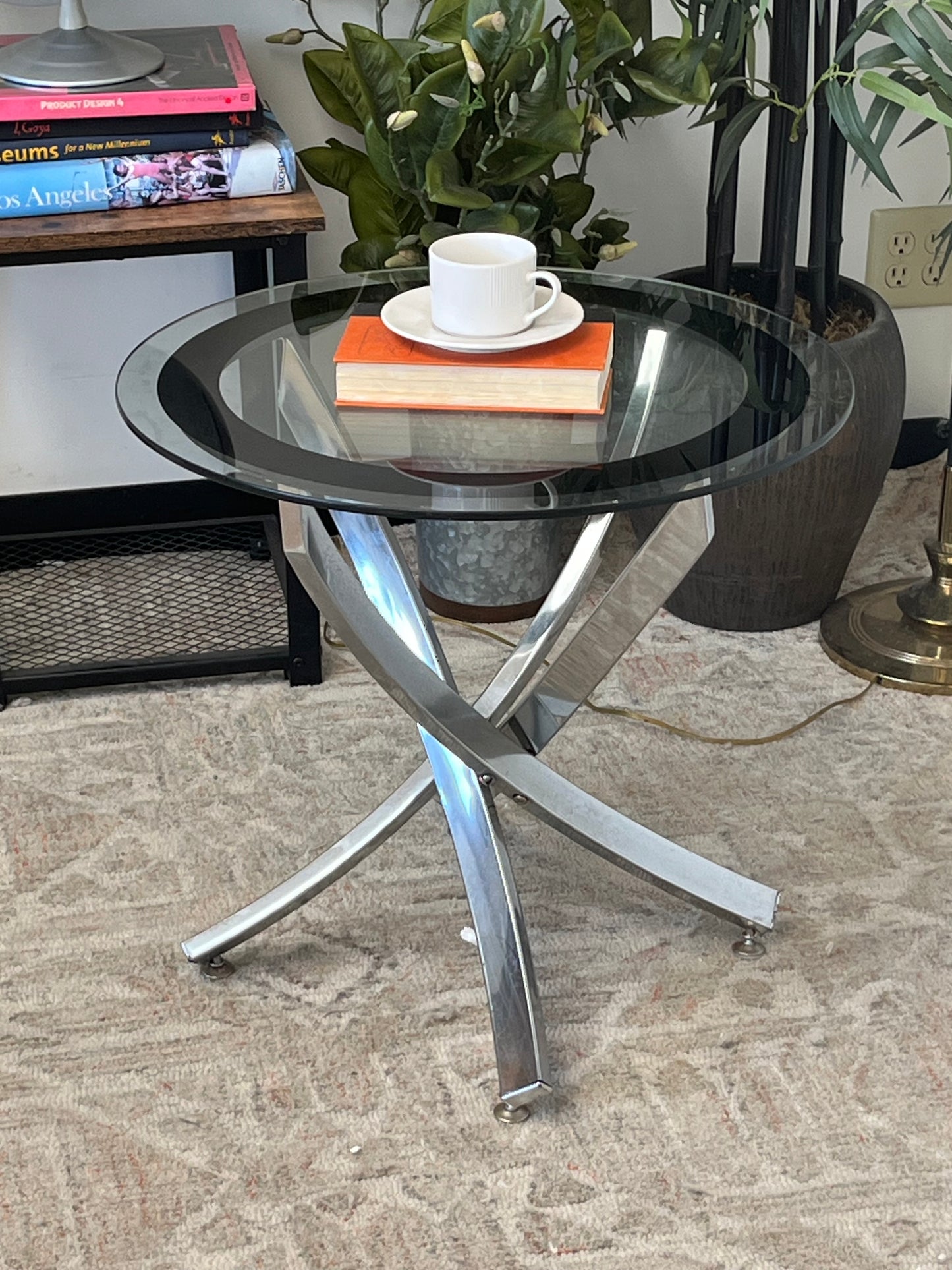Modern Round Glass Top End Table
