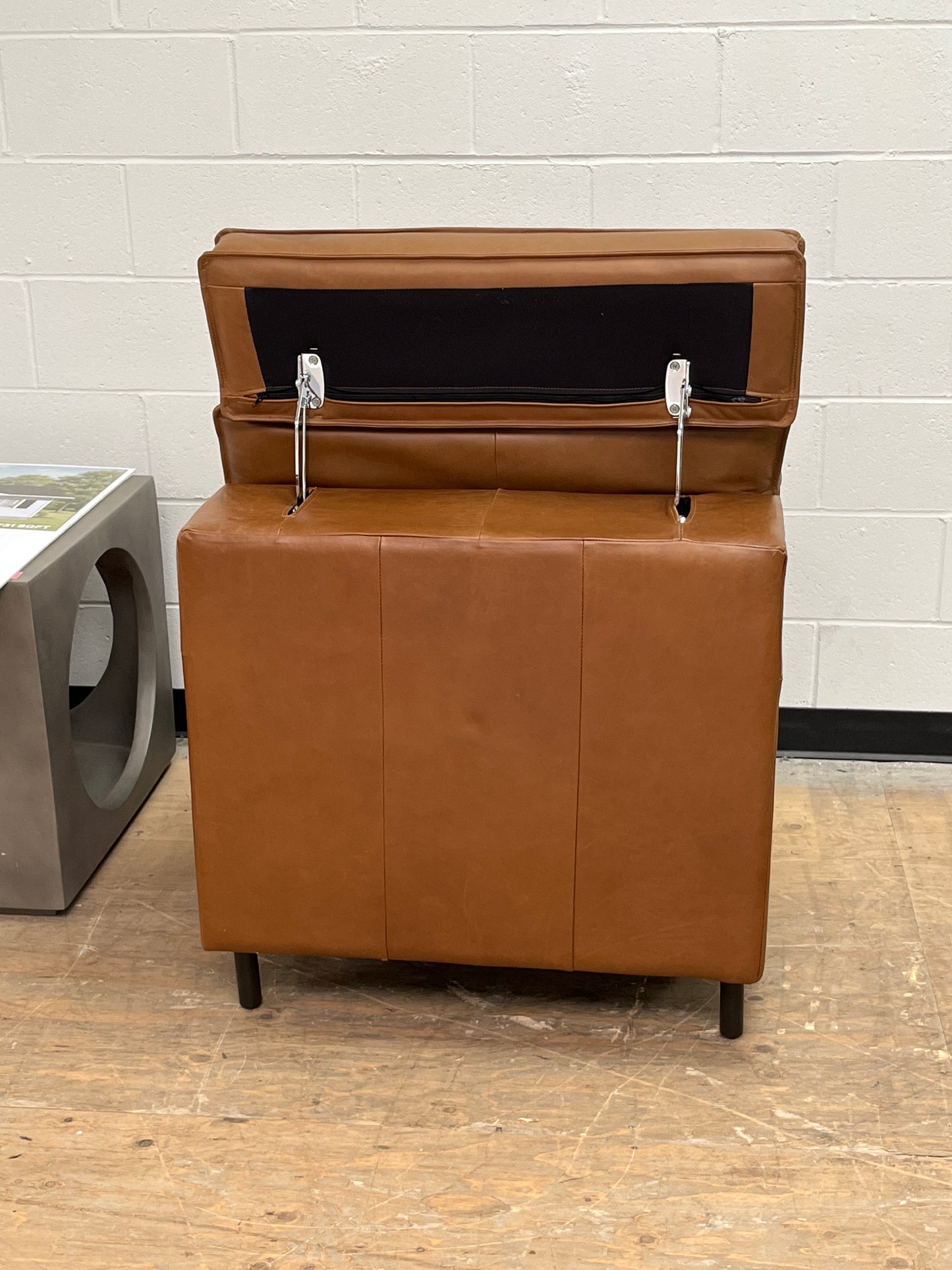 Brown Leather Armless Chair