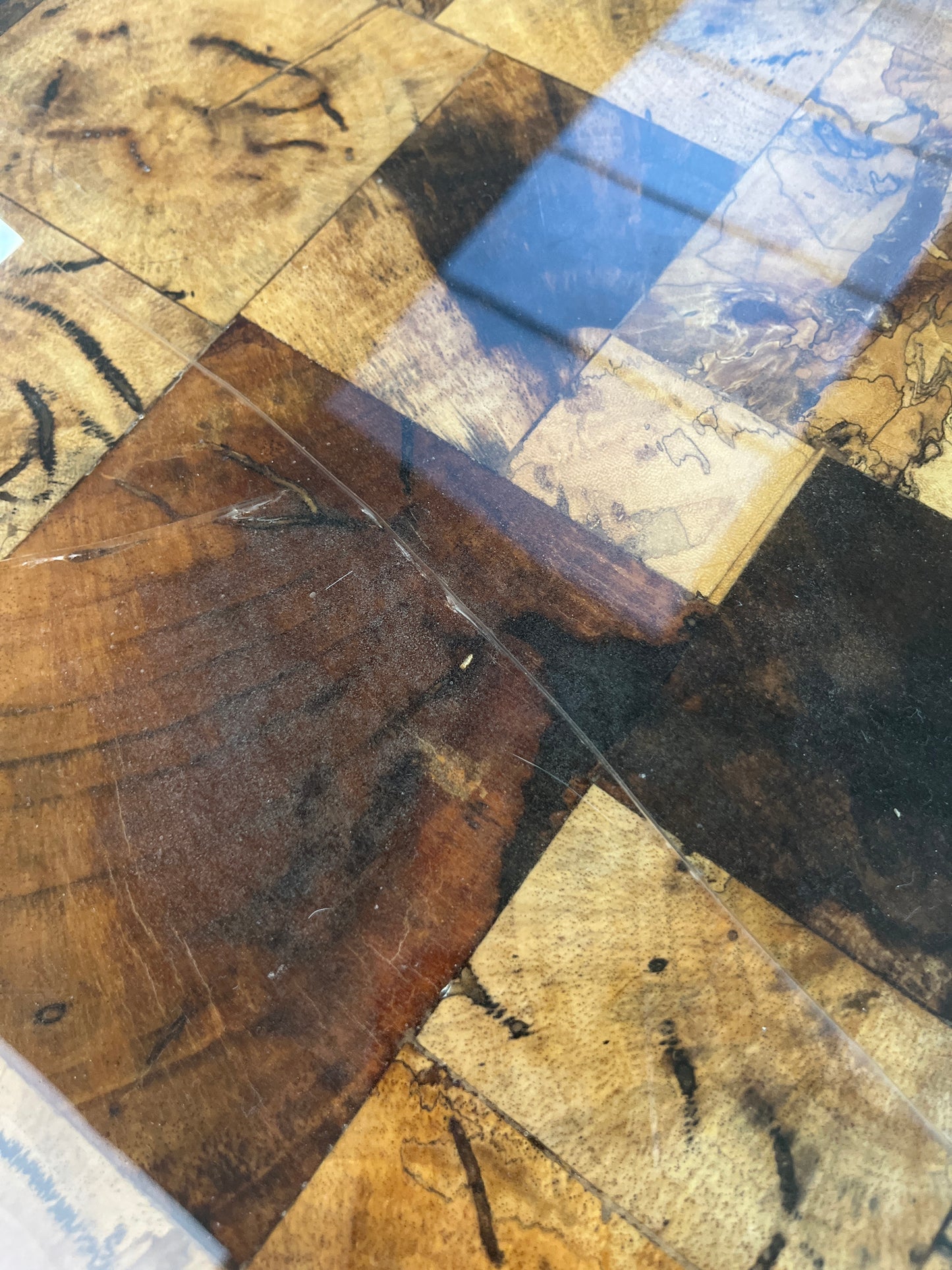 Natural Checkered Wood Coffee Table