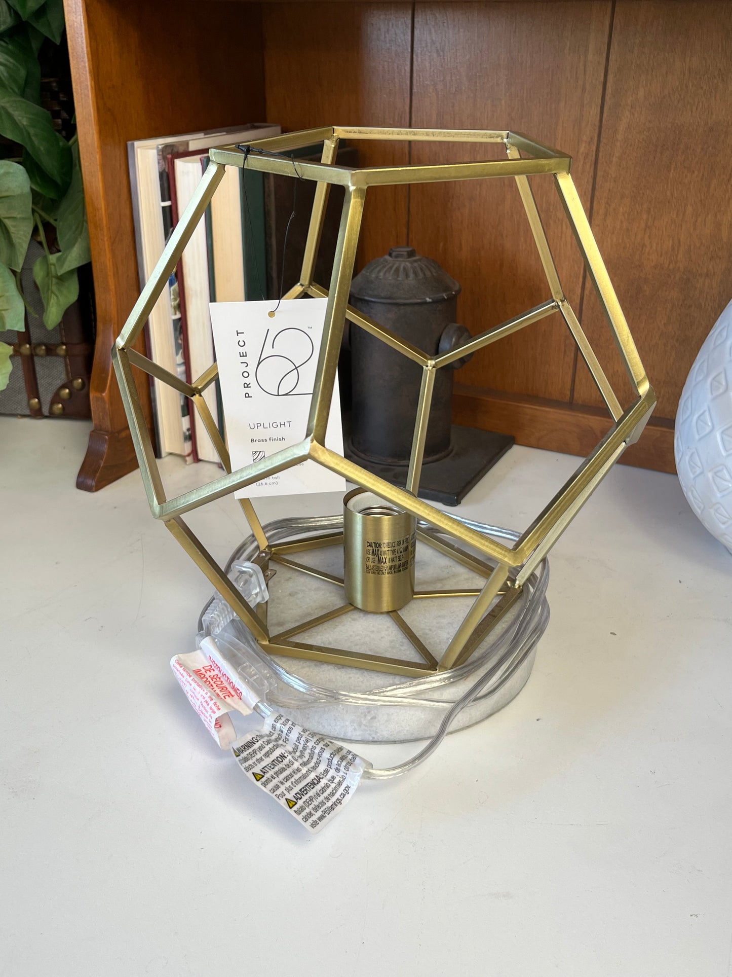 Modern Geometric Brass Marble Accent Lamp