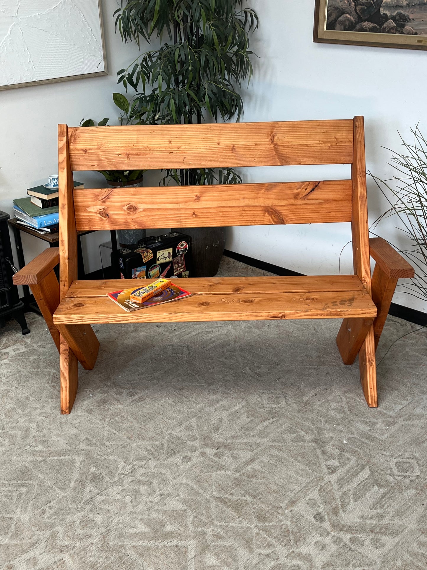 Farmhouse Style Wooden Bench