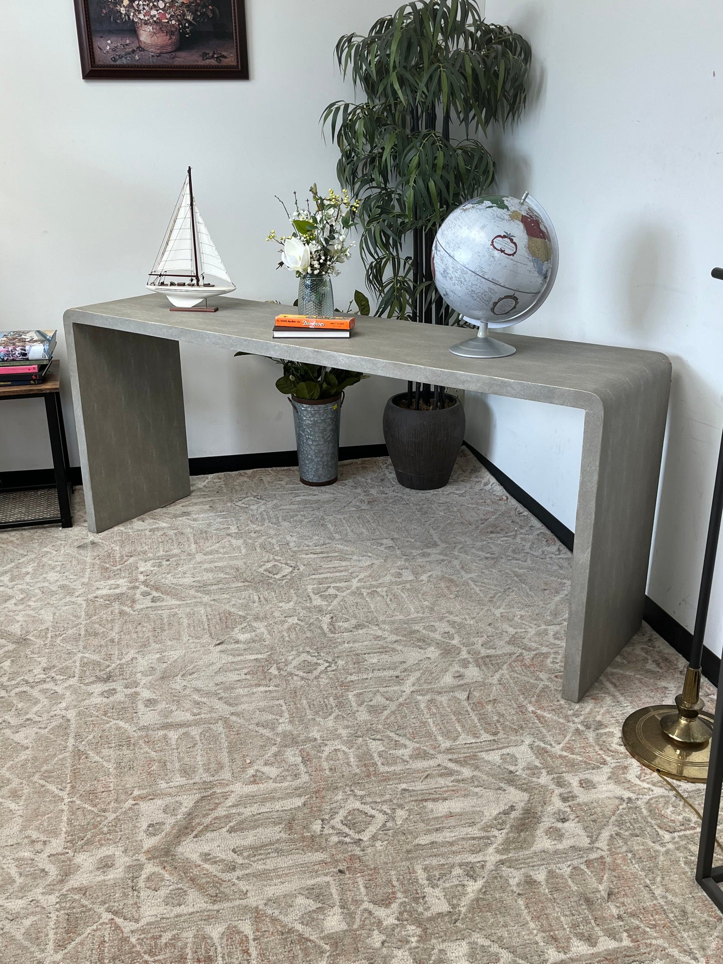 Modern Faux Shagreen 72" Console Table
