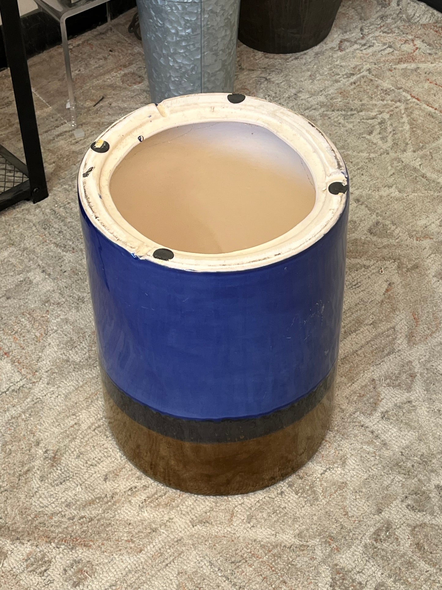 Two Tone Gold/Blue Ceramic Stool