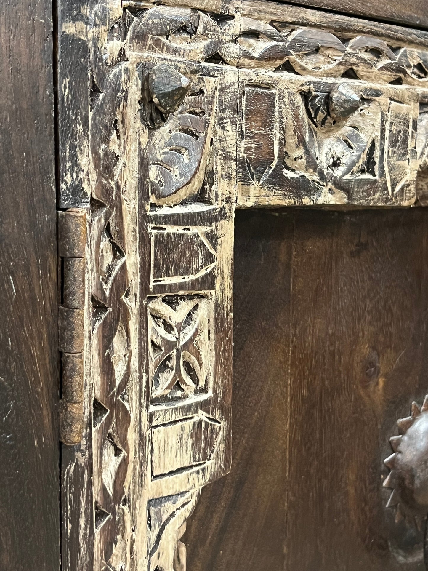 Hand Carved Bohemian Style Wooden Bookcase