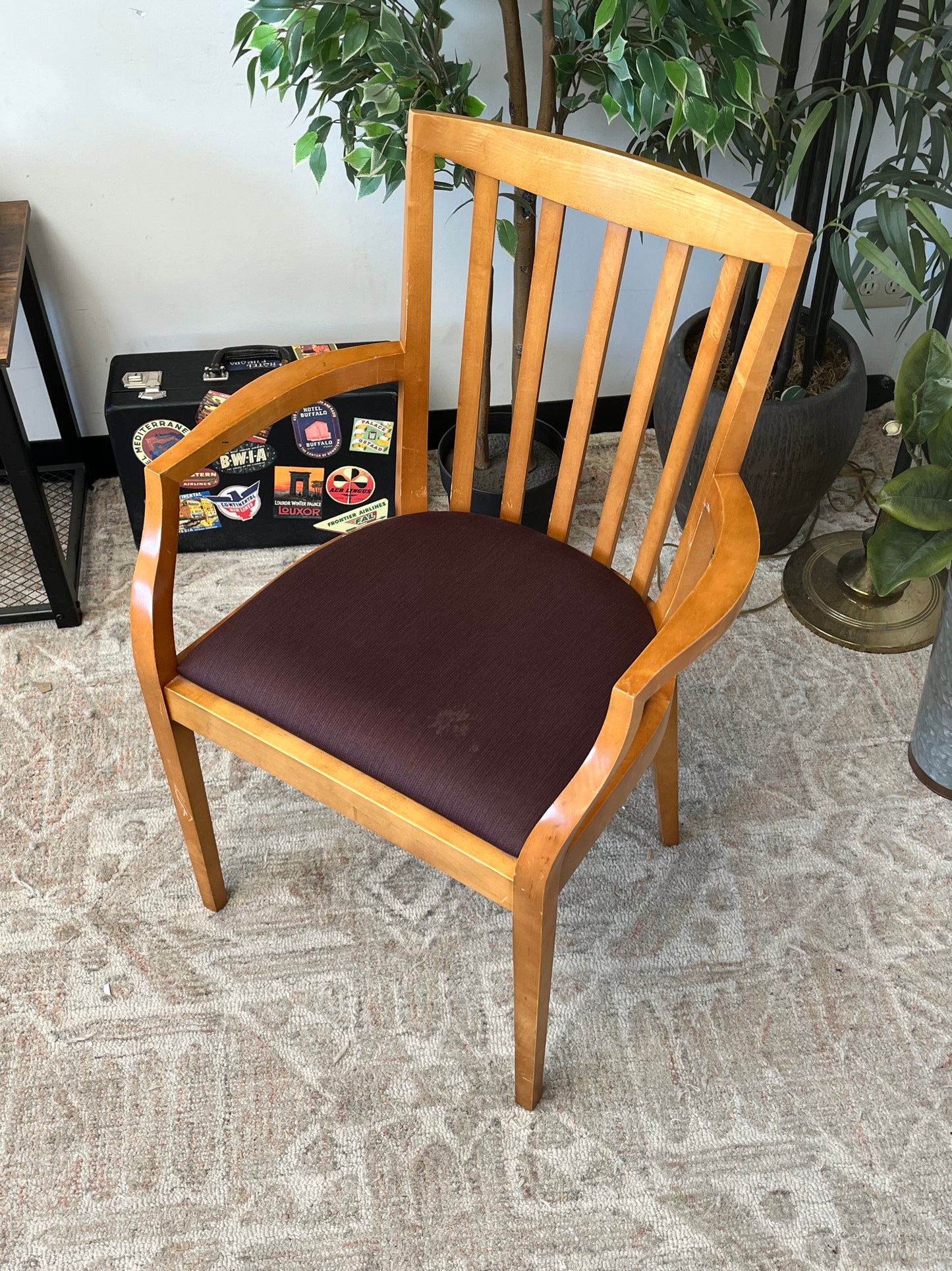Wooden Arm Chair With Red Cushion