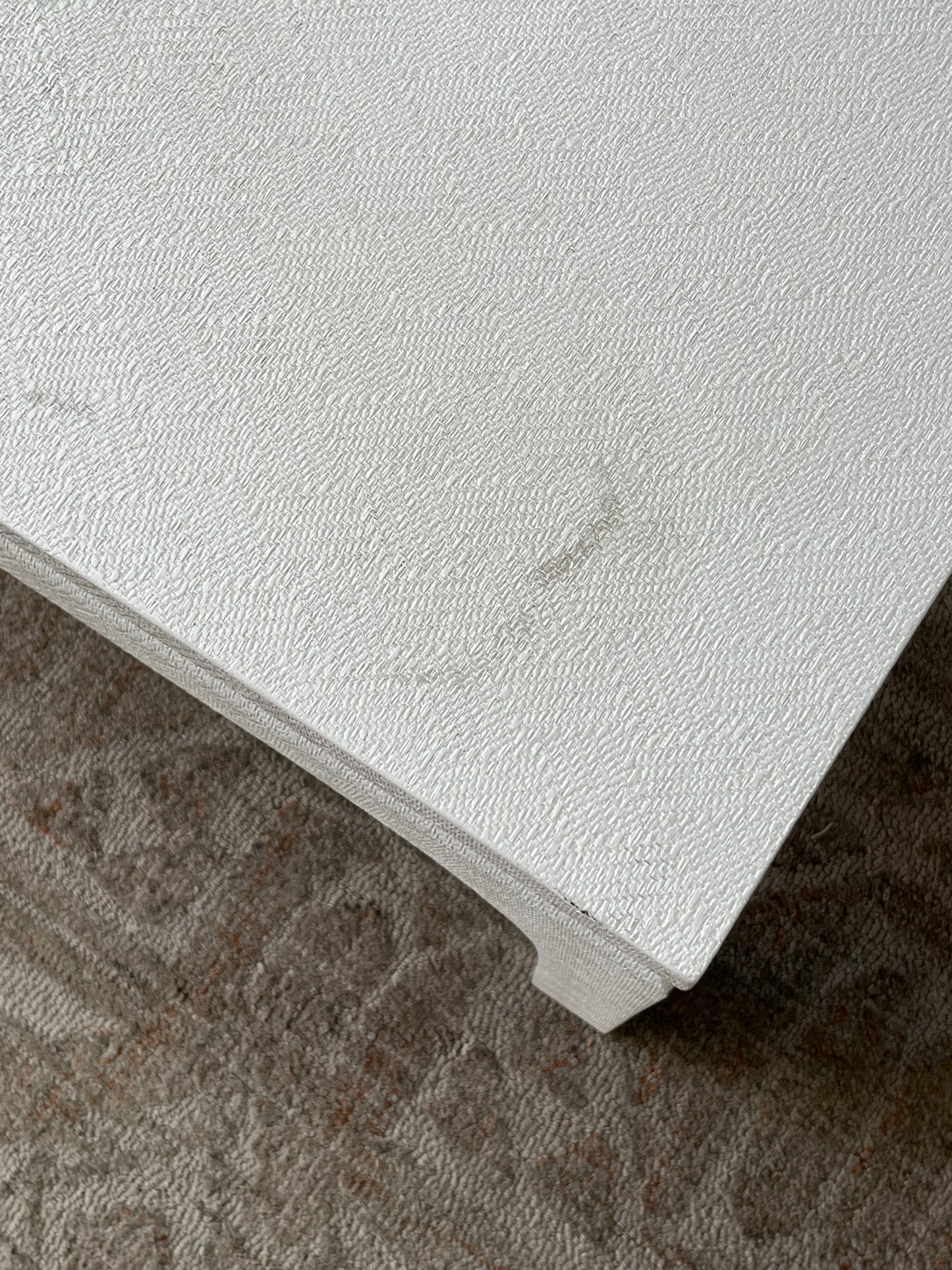 Linen-Wrapped White Coffee Table