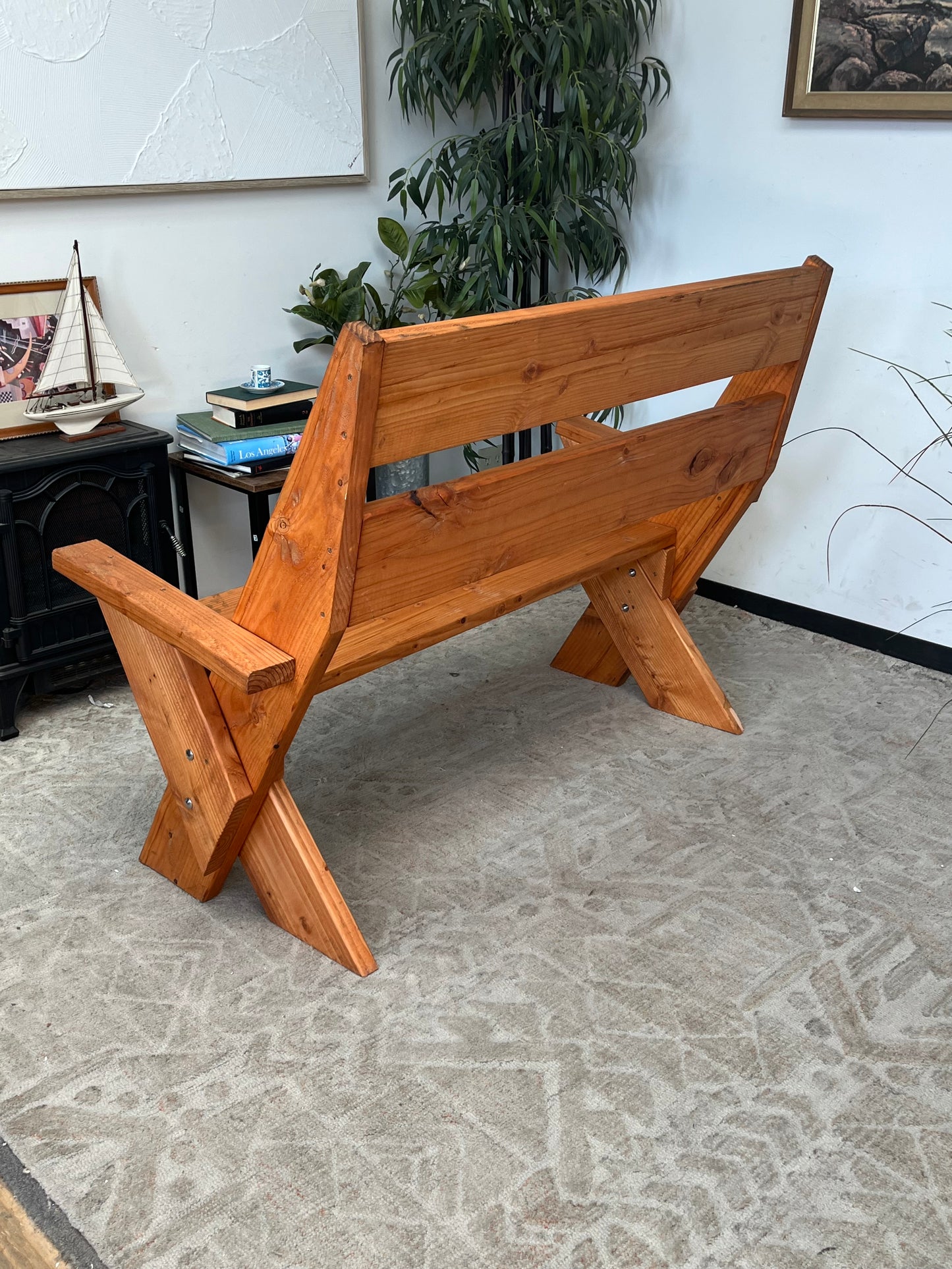 Farmhouse Style Wooden Bench