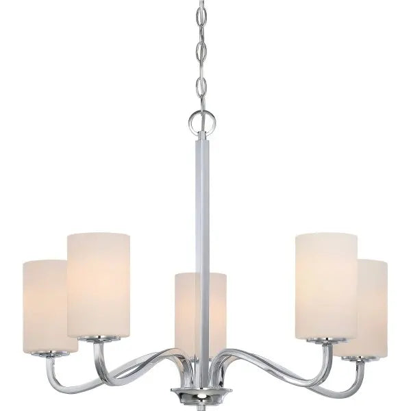 5 Light Chandelier with Etched Opal Glass