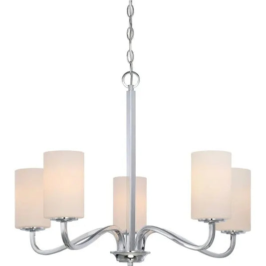 5 Light Chandelier with Etched Opal Glass