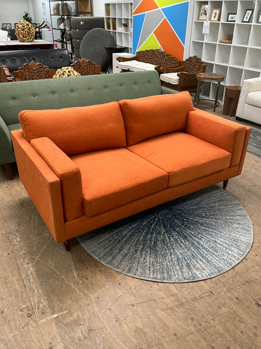Benchmade Modern Orange Linen Couch