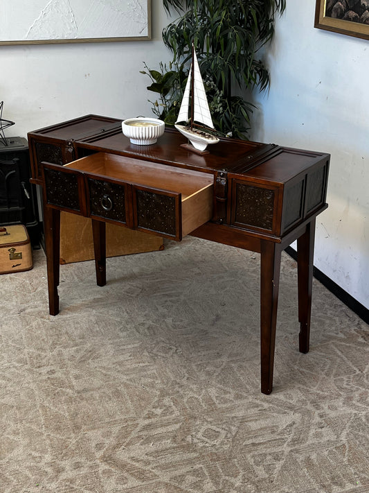 Faux Leather Wooden Console