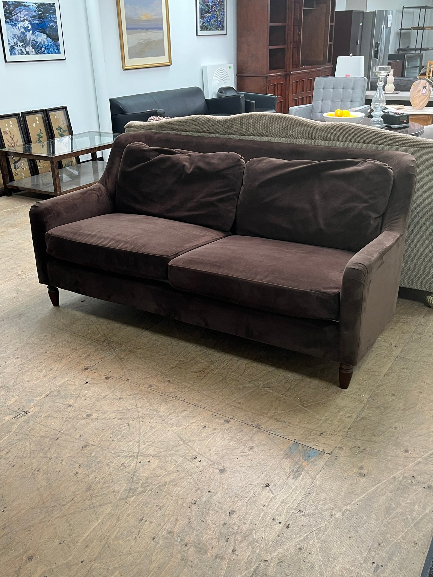 World Market Traditional Brown Loveseat Couch