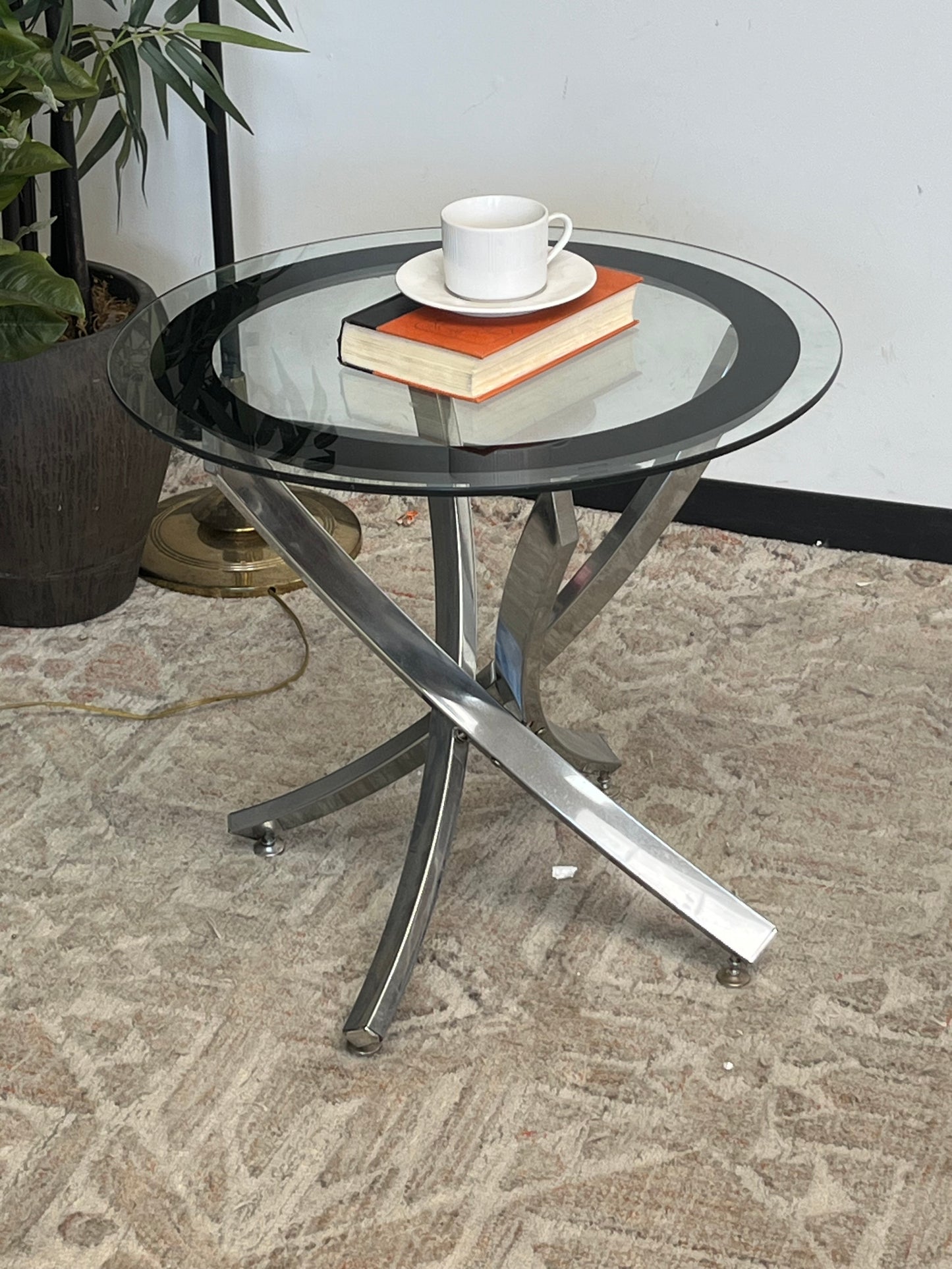 Modern Round Glass Top End Table