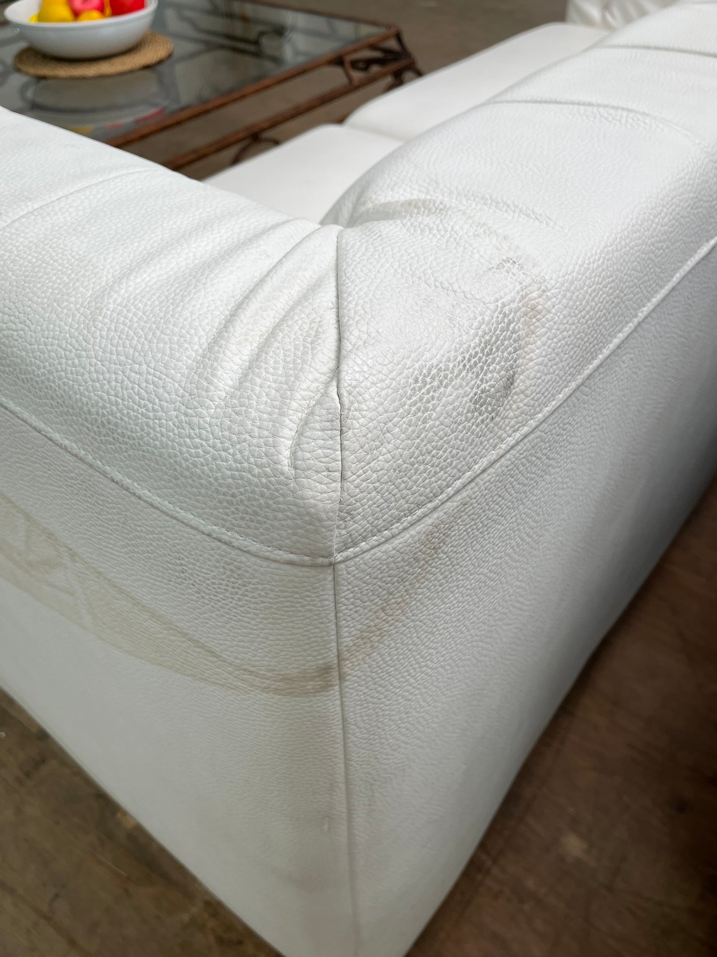 Modern Faux Leather White Sofa