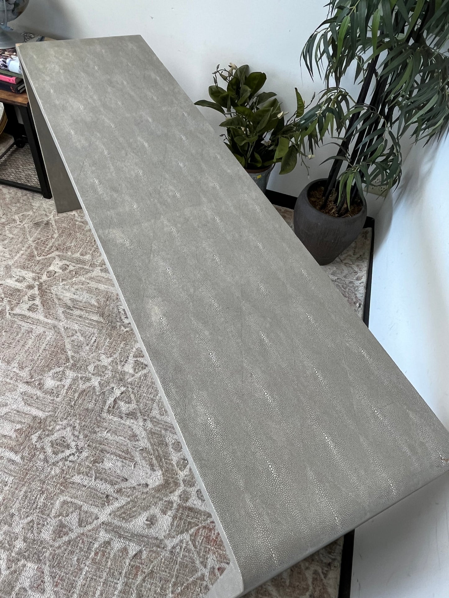 Modern Faux Shagreen 72" Console Table