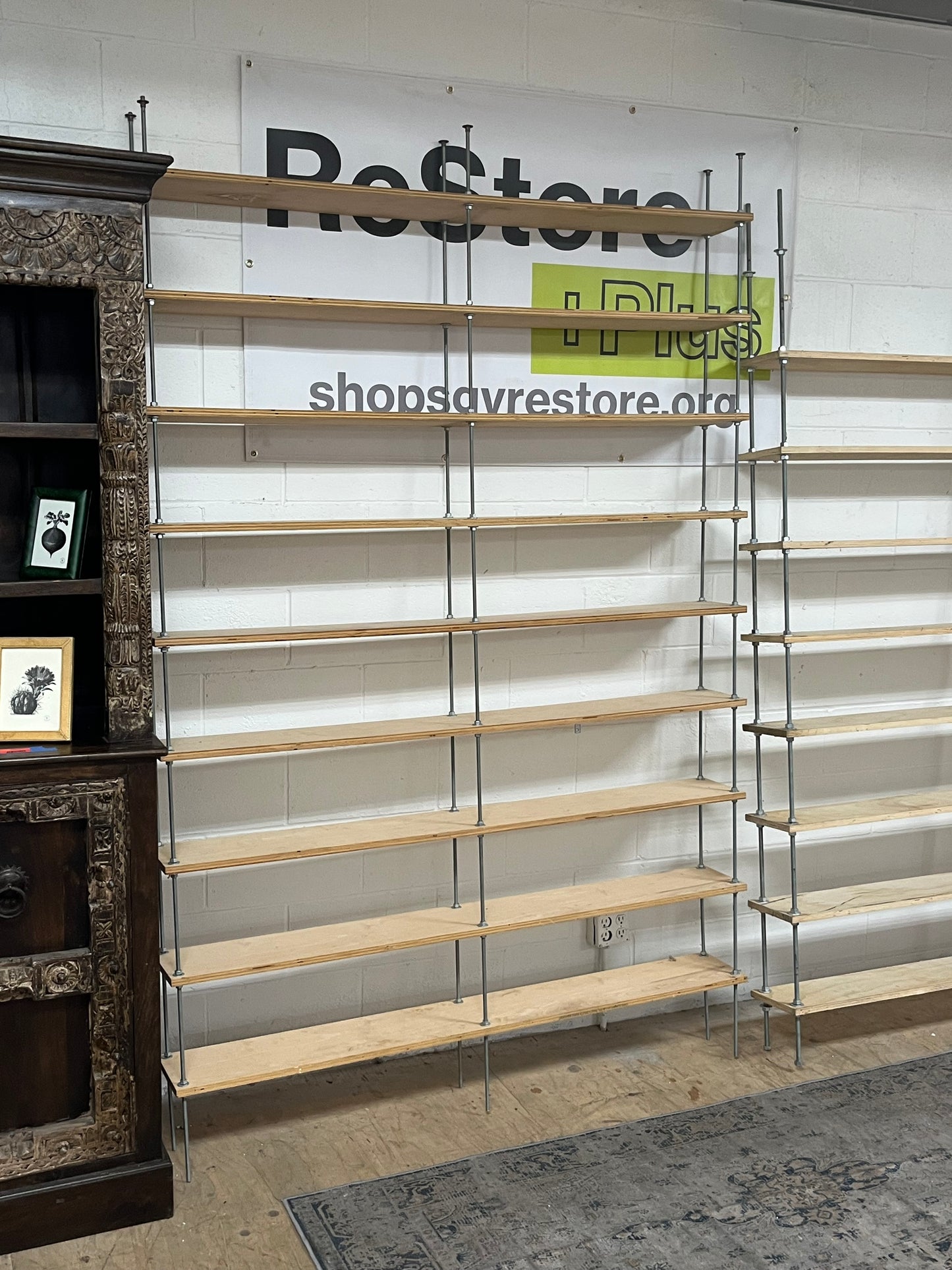 Custom Made 9-Shelf Wooden Bookshelf