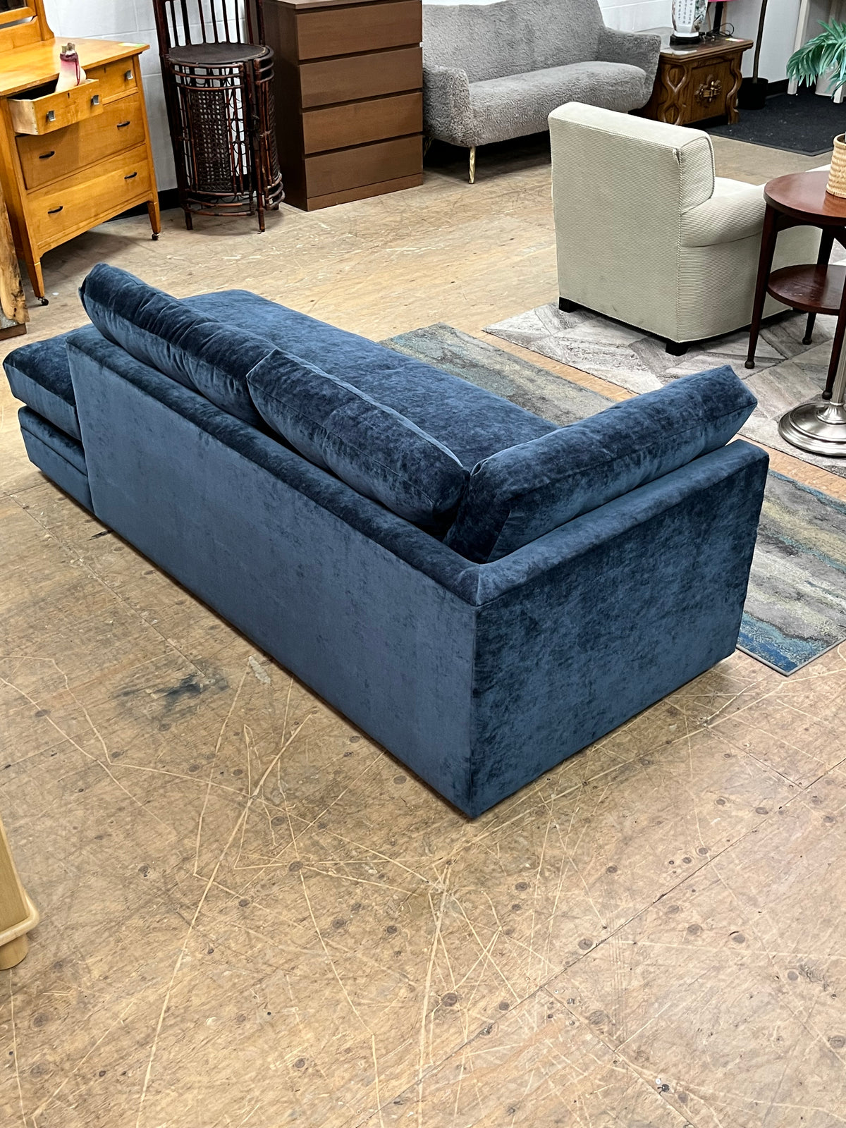 Modern Linen Left Arm Chaise Lounge