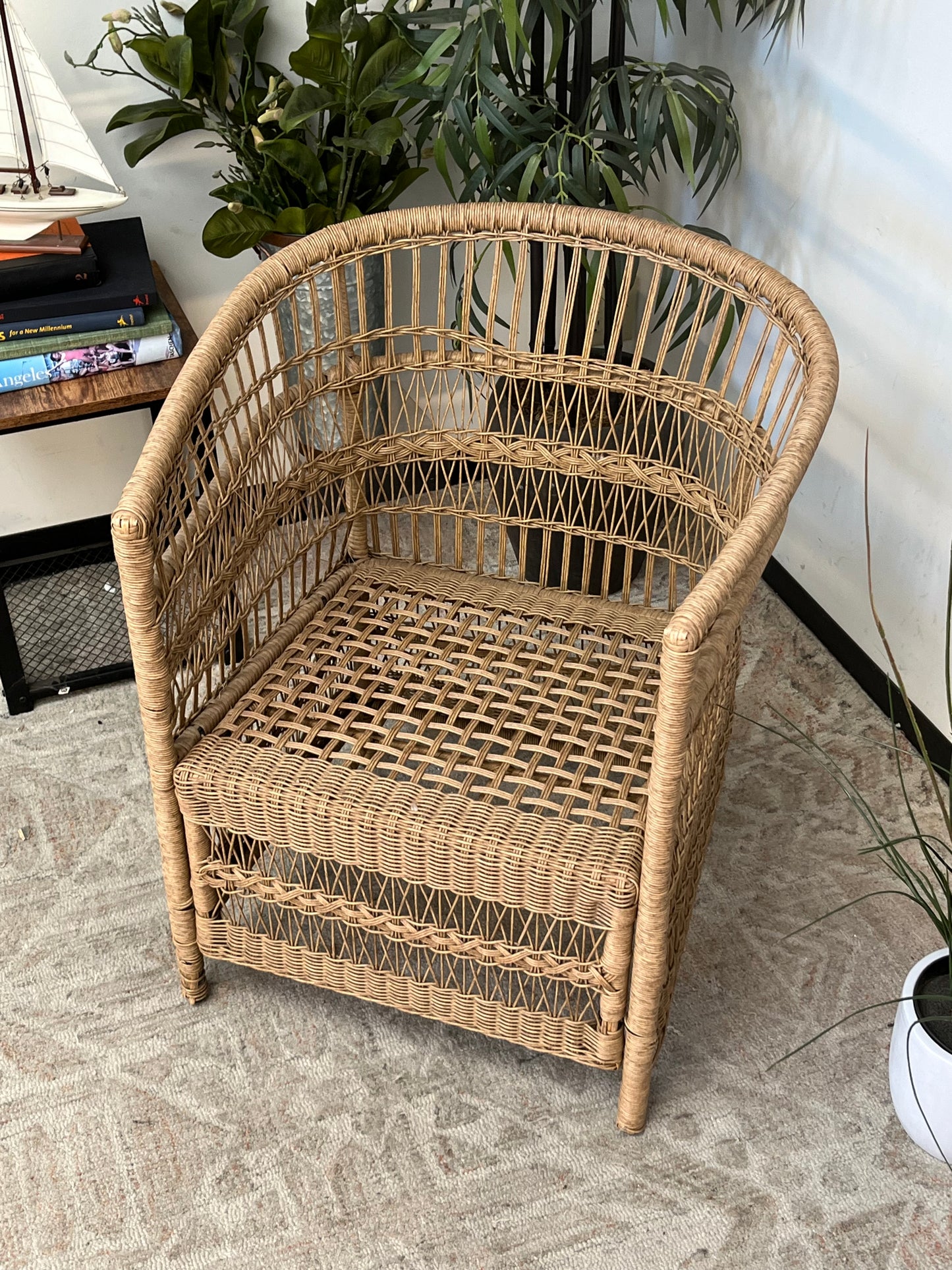 Bohemian Oval Back Poly Rattan Chair Without Cushion