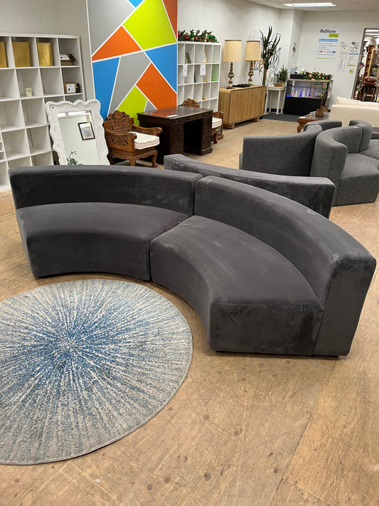 Modular Suede Rounded Sectional Seat