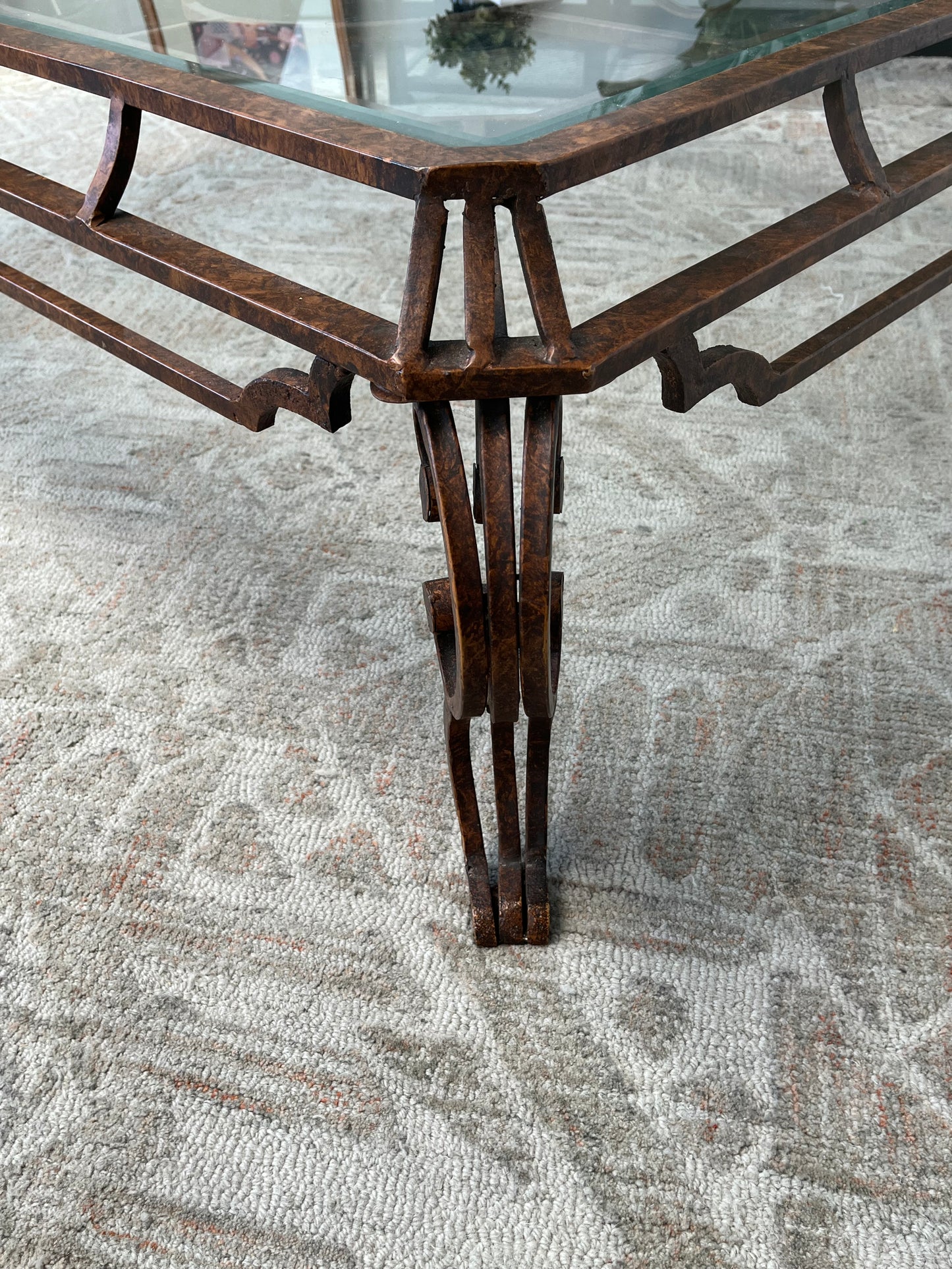 Wrought Iron Style Glass Coffee Table