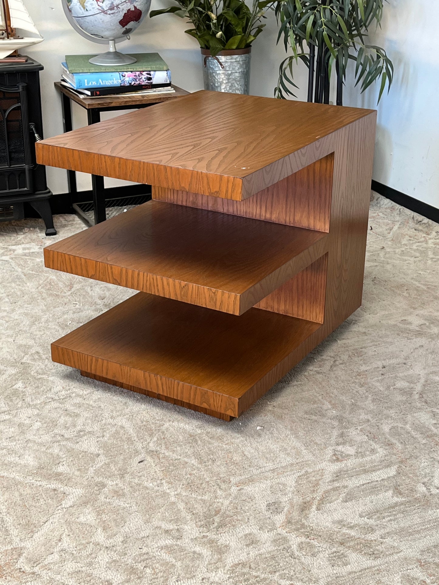 Wood Grain Finish 3 Shelf Nightstand