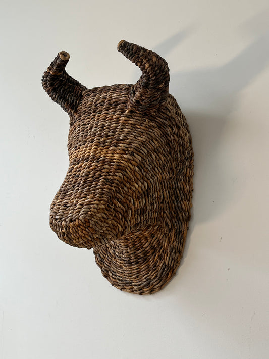 Rattan Wicker "Bullhead" Wall Decor