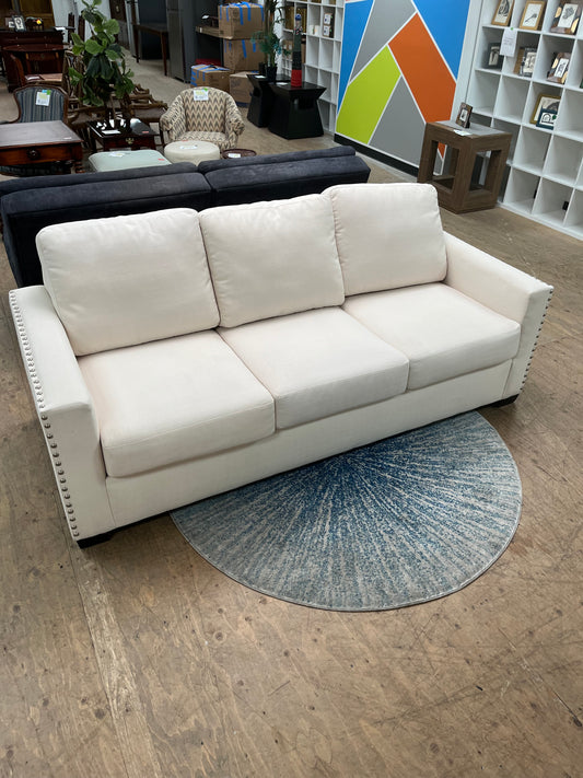 Modern Style White Linen Couch