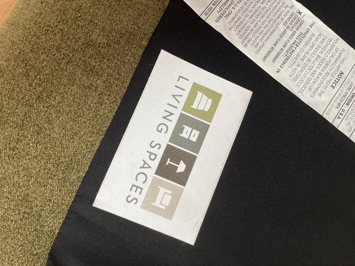 Living Spaces Modern Linen Green Sectional Couch