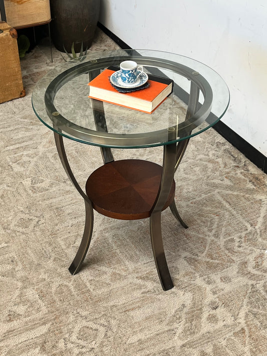 Modern Glass Top Round Side Table