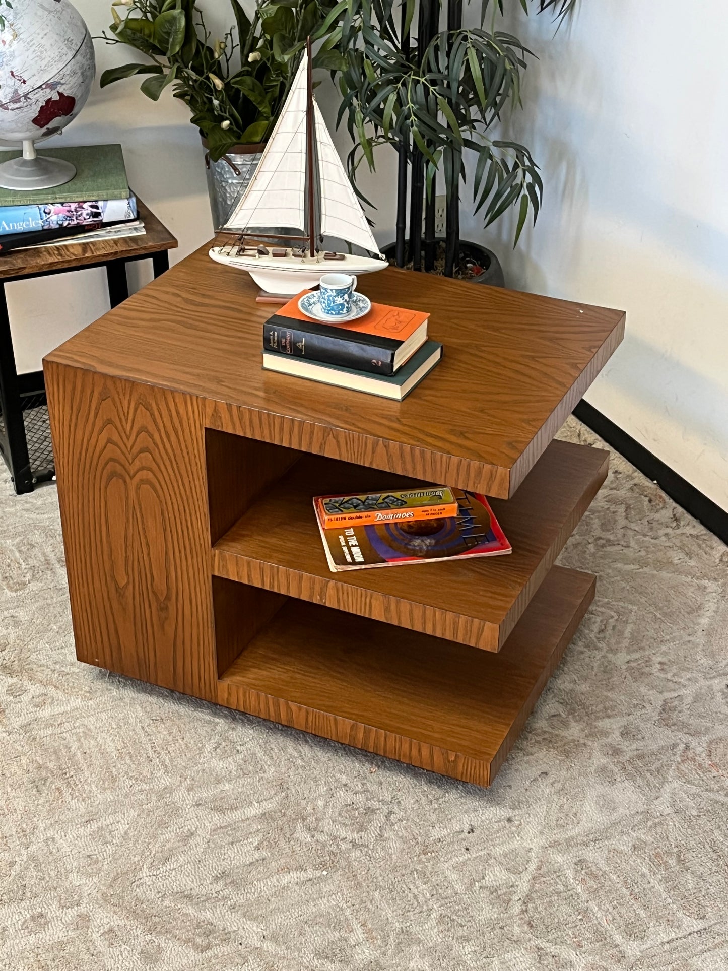 Wood Grain Finish 3 Shelf Nightstand