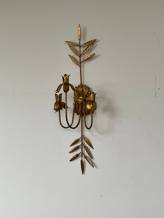 Rustic Style Floral Gold Sconce