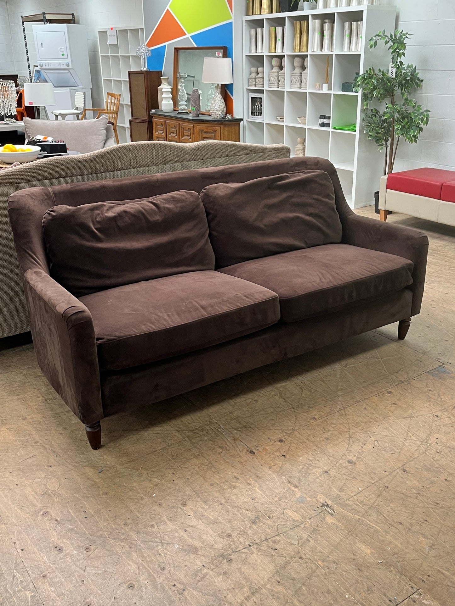 World Market Traditional Brown Loveseat Couch