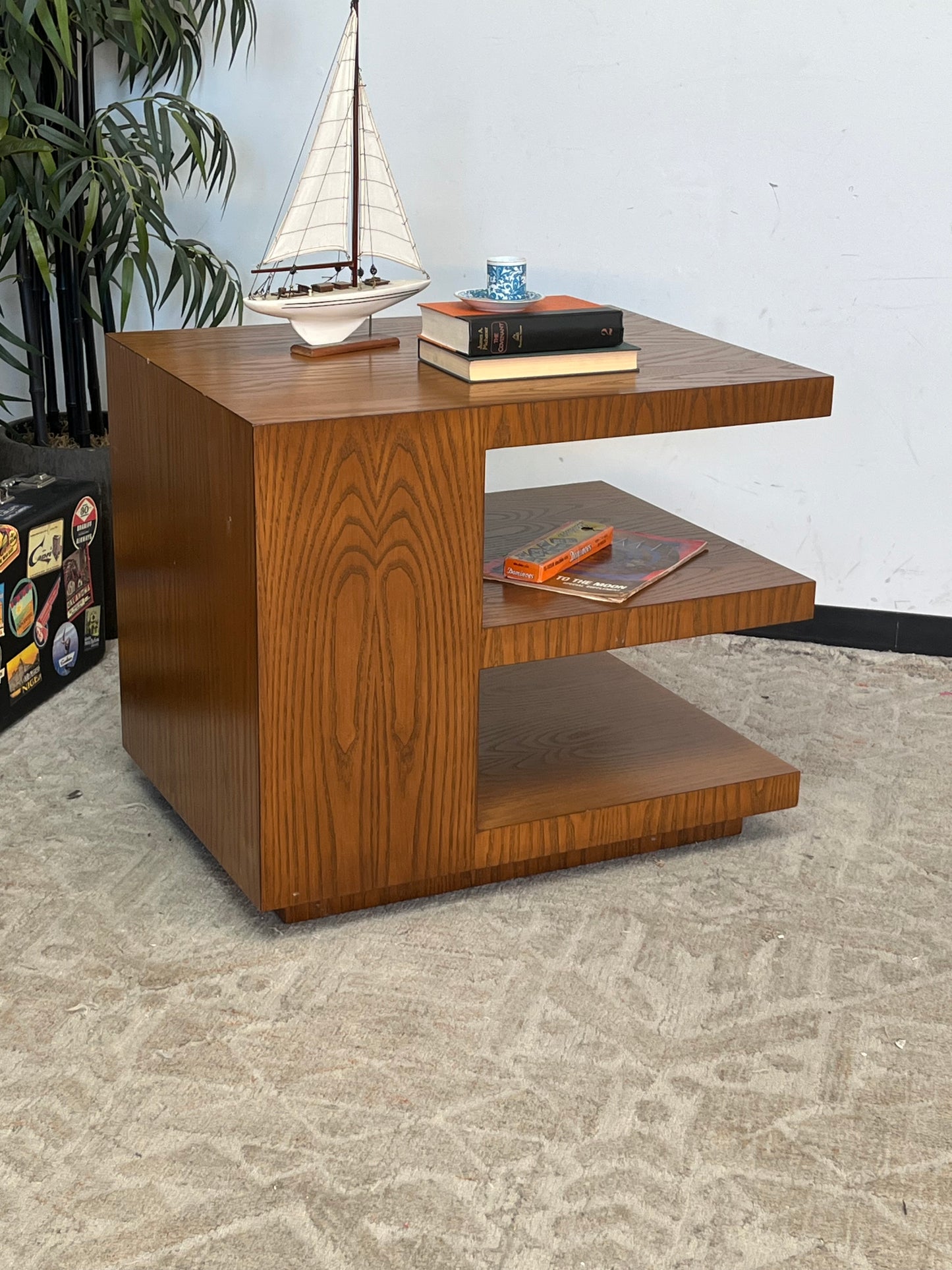 Wood Grain Finish 3 Shelf Nightstand