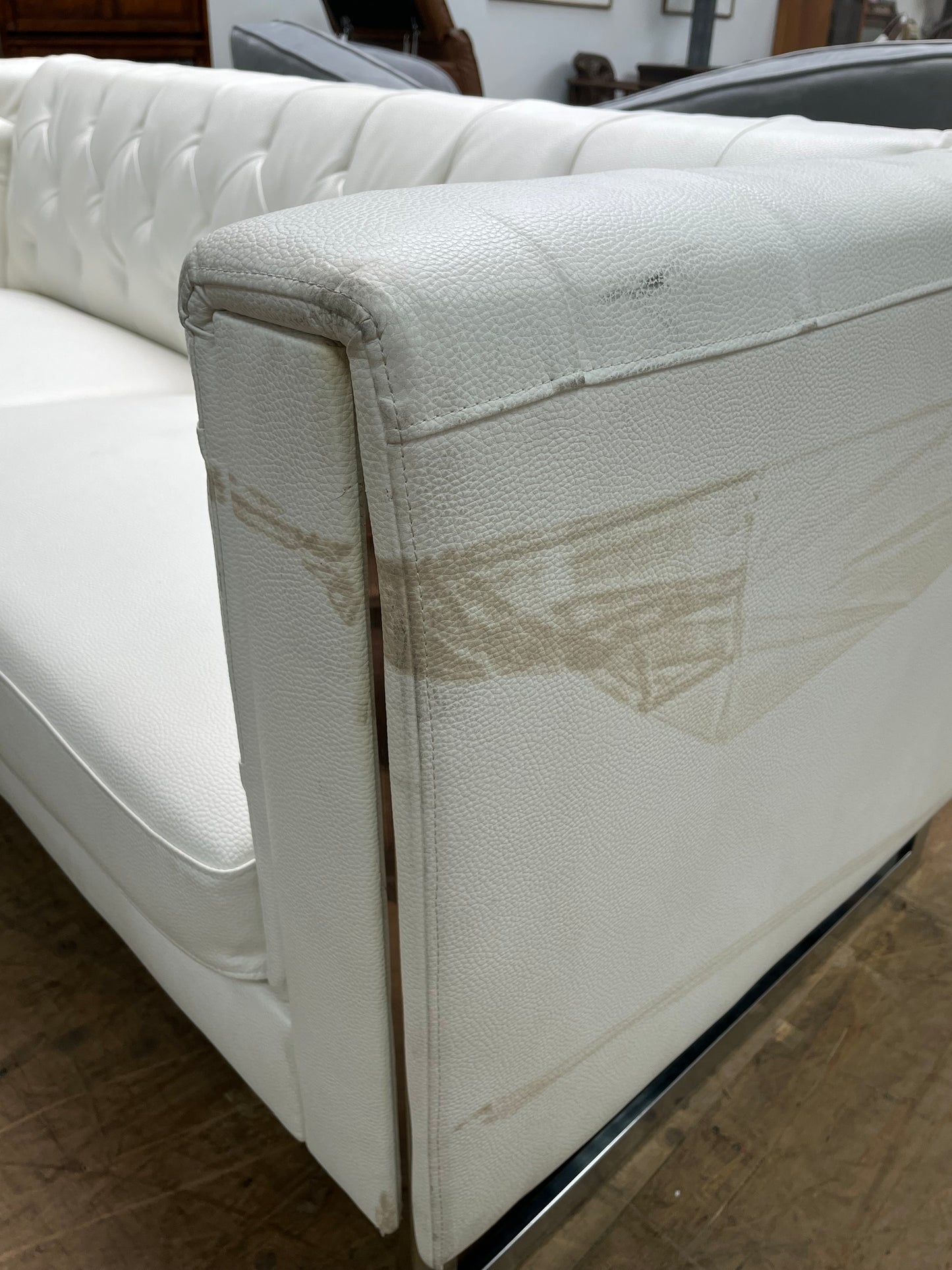 Modern Faux Leather White Sofa