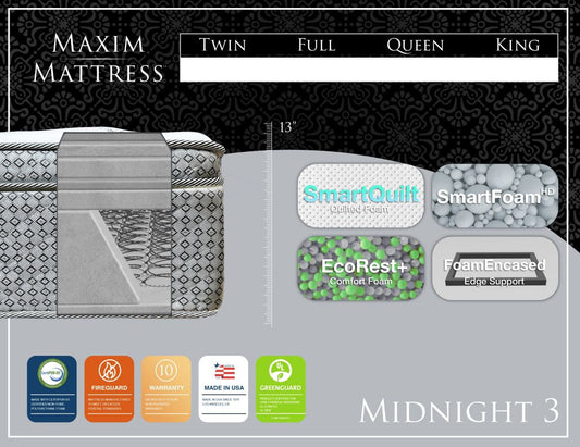 Maxim Mattress "Midnight 3" Pillowtop Mattress
