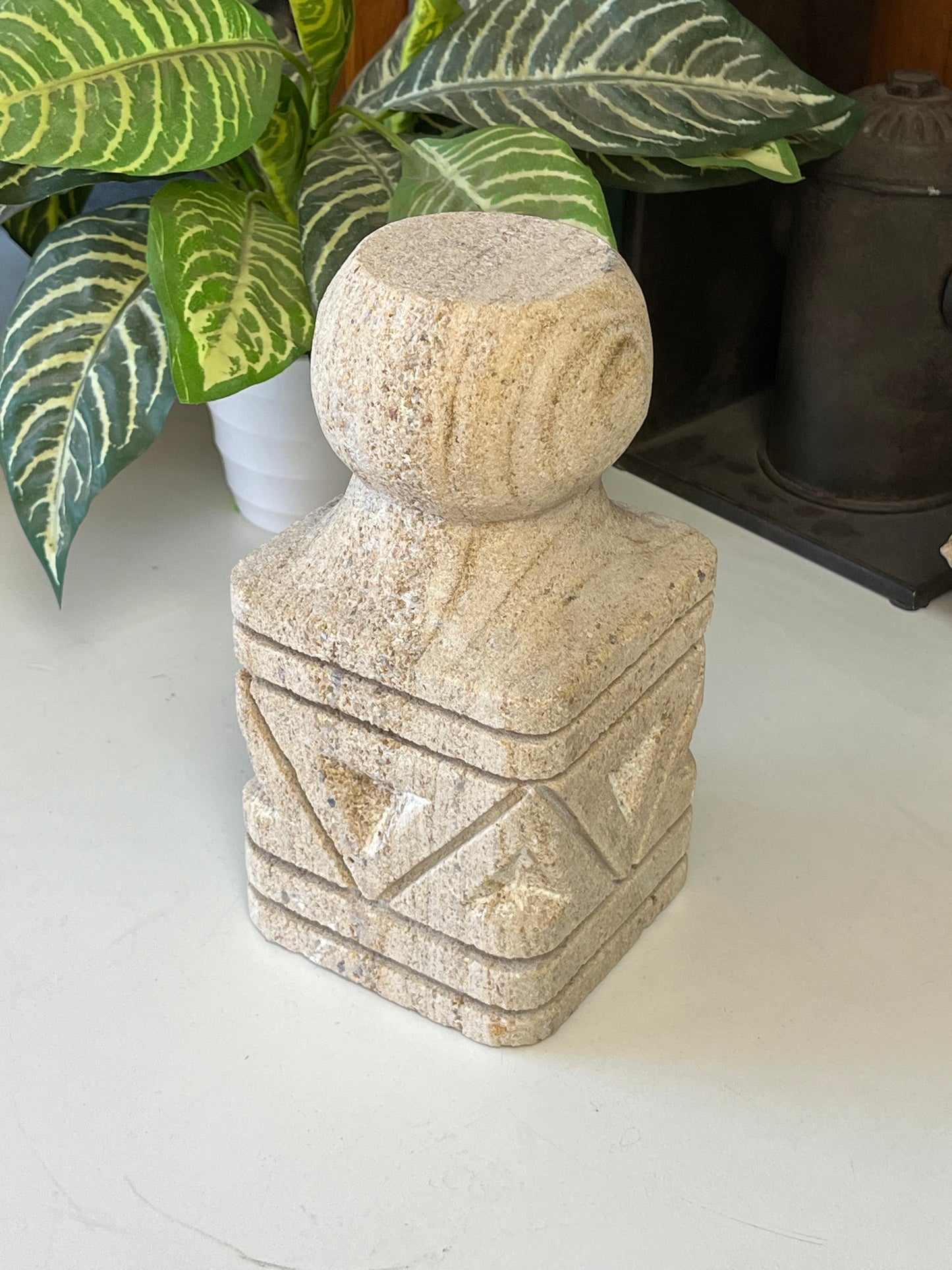 Etched Sandstone Stone 8.5" Sculpture