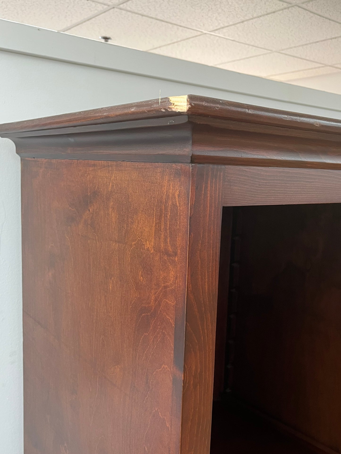 Wooden Media Storage Cabinet With Two Adjoining Bookcases