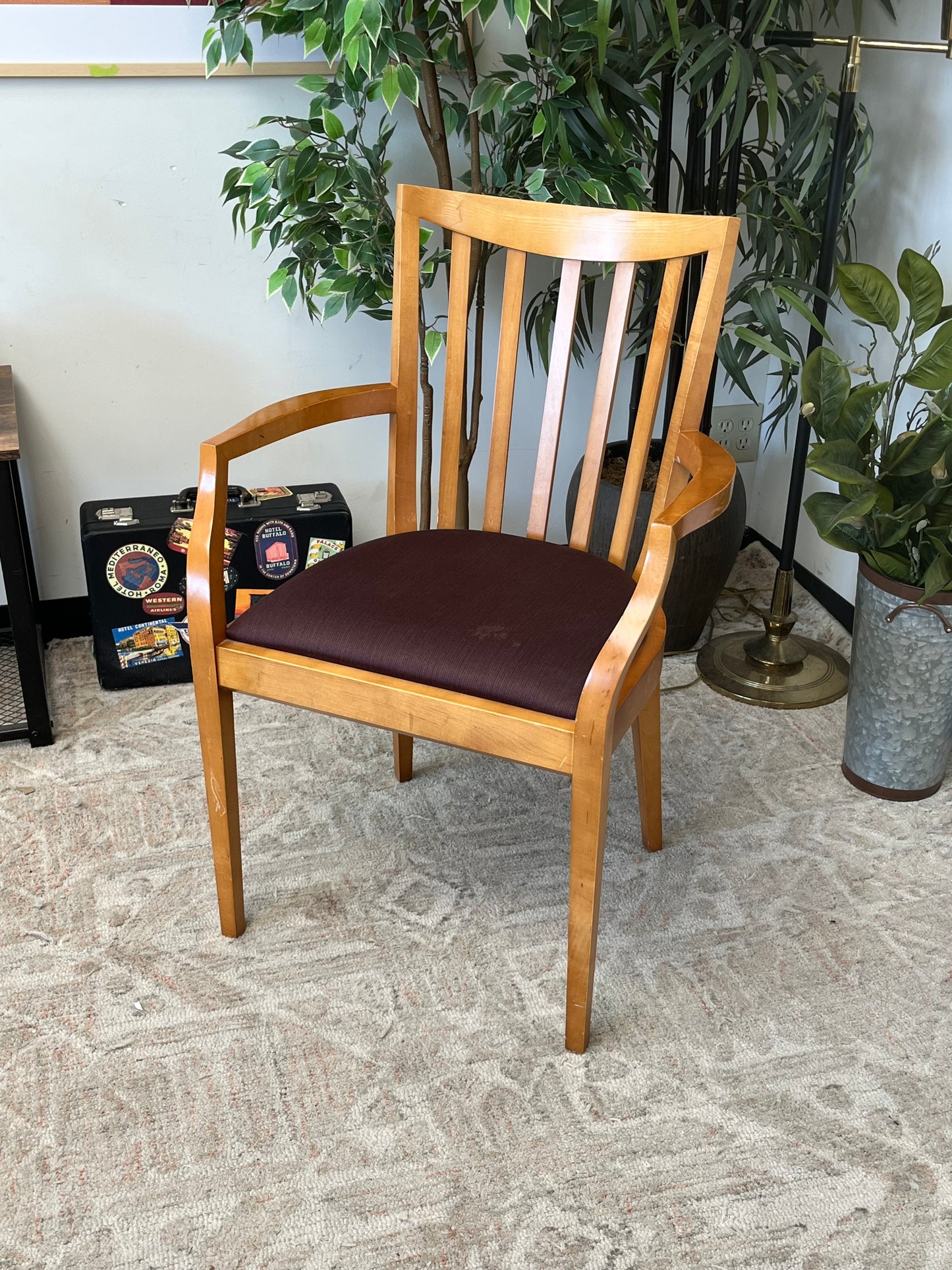 Wooden Arm Chair With Red Cushion