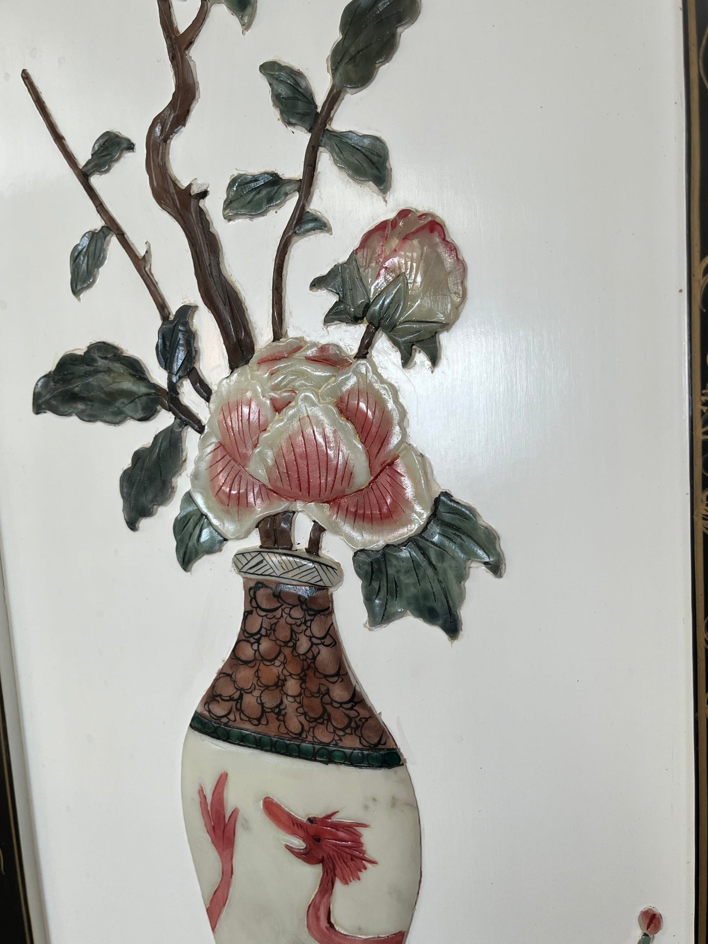 Chinese Floral Multicolored Wall Panels Set of 4
