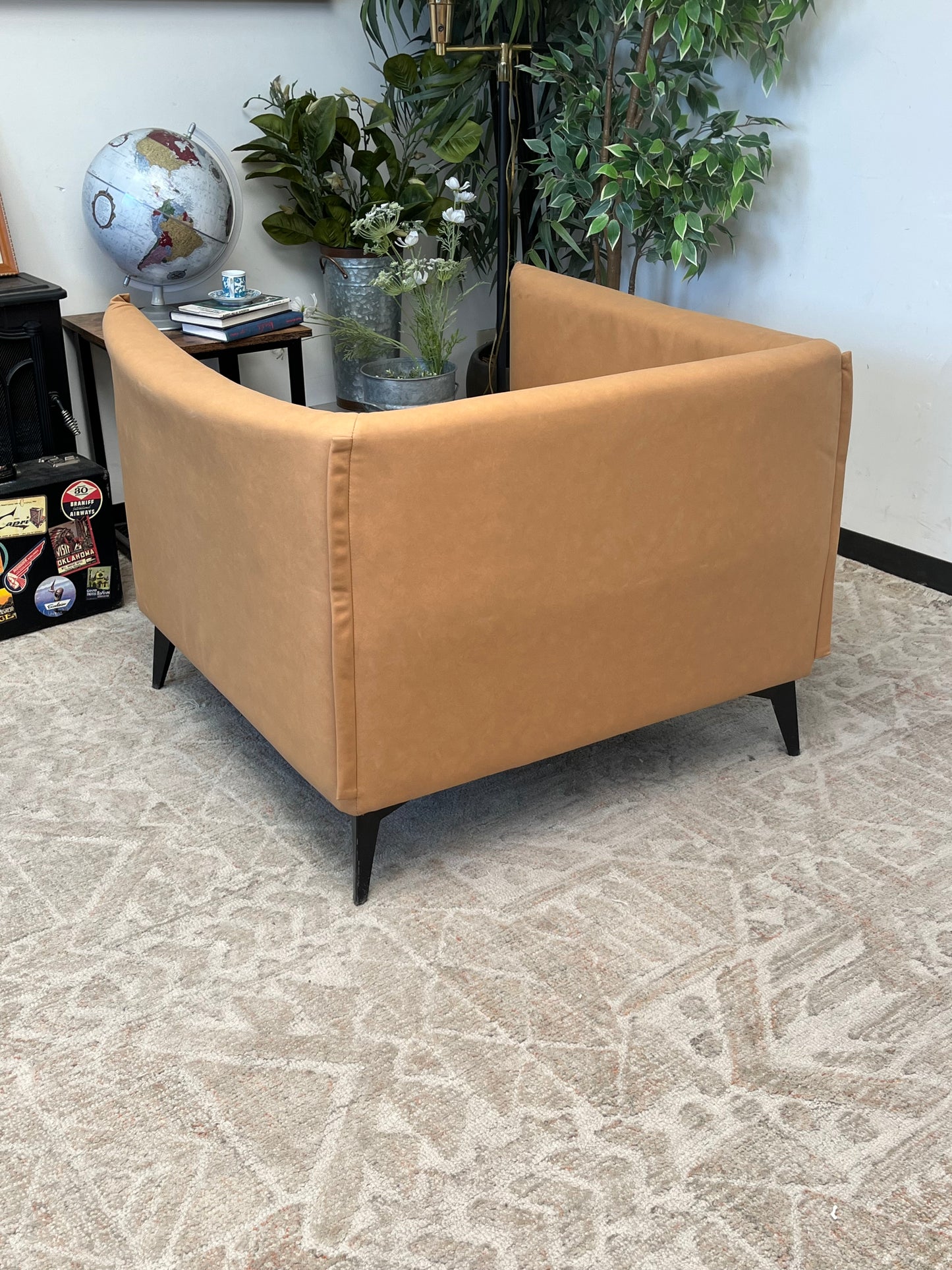 Mid-Century Style Faux Suede Modern Arm Chair