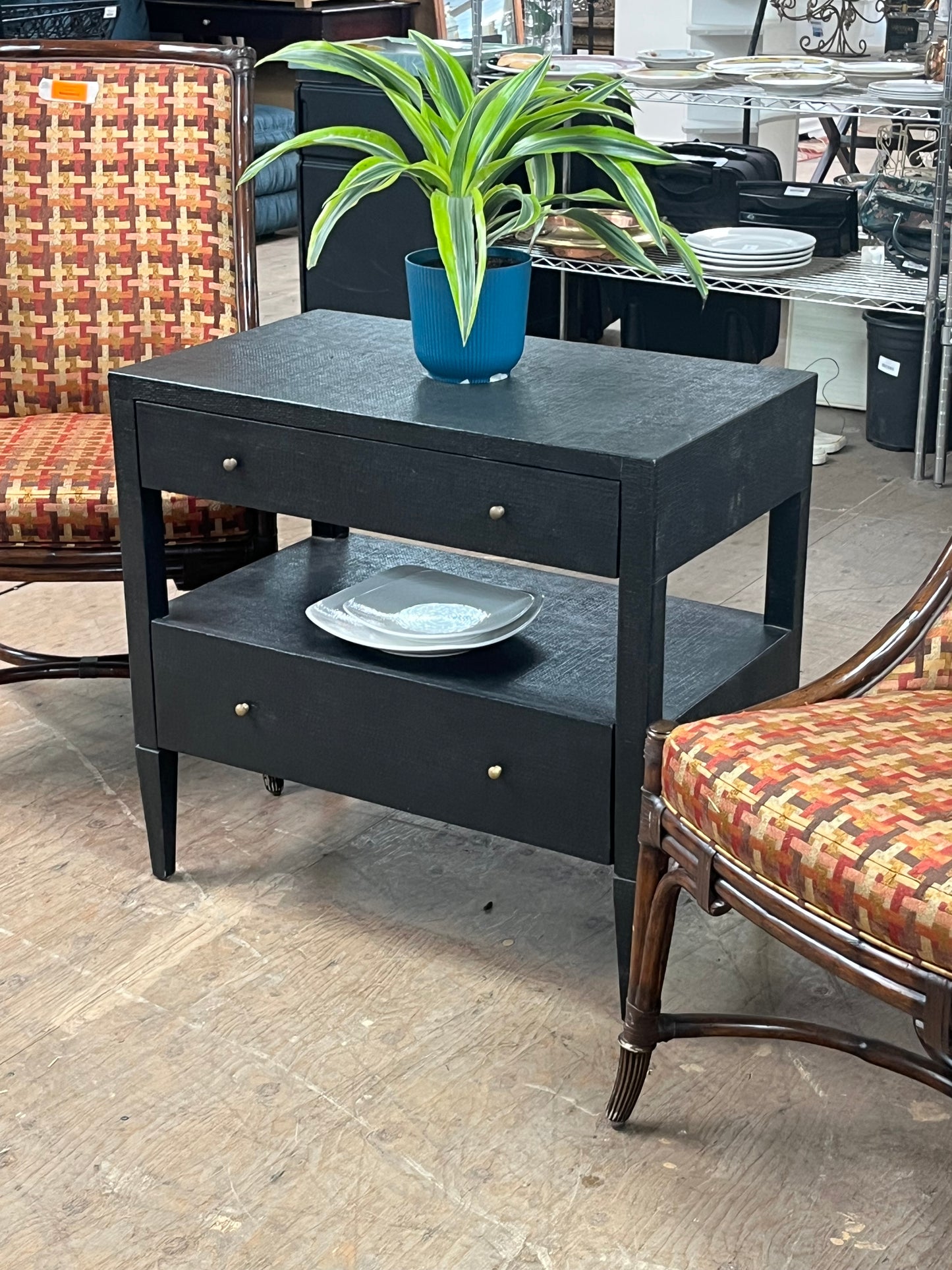 Purple Double Drawer Nightstand
