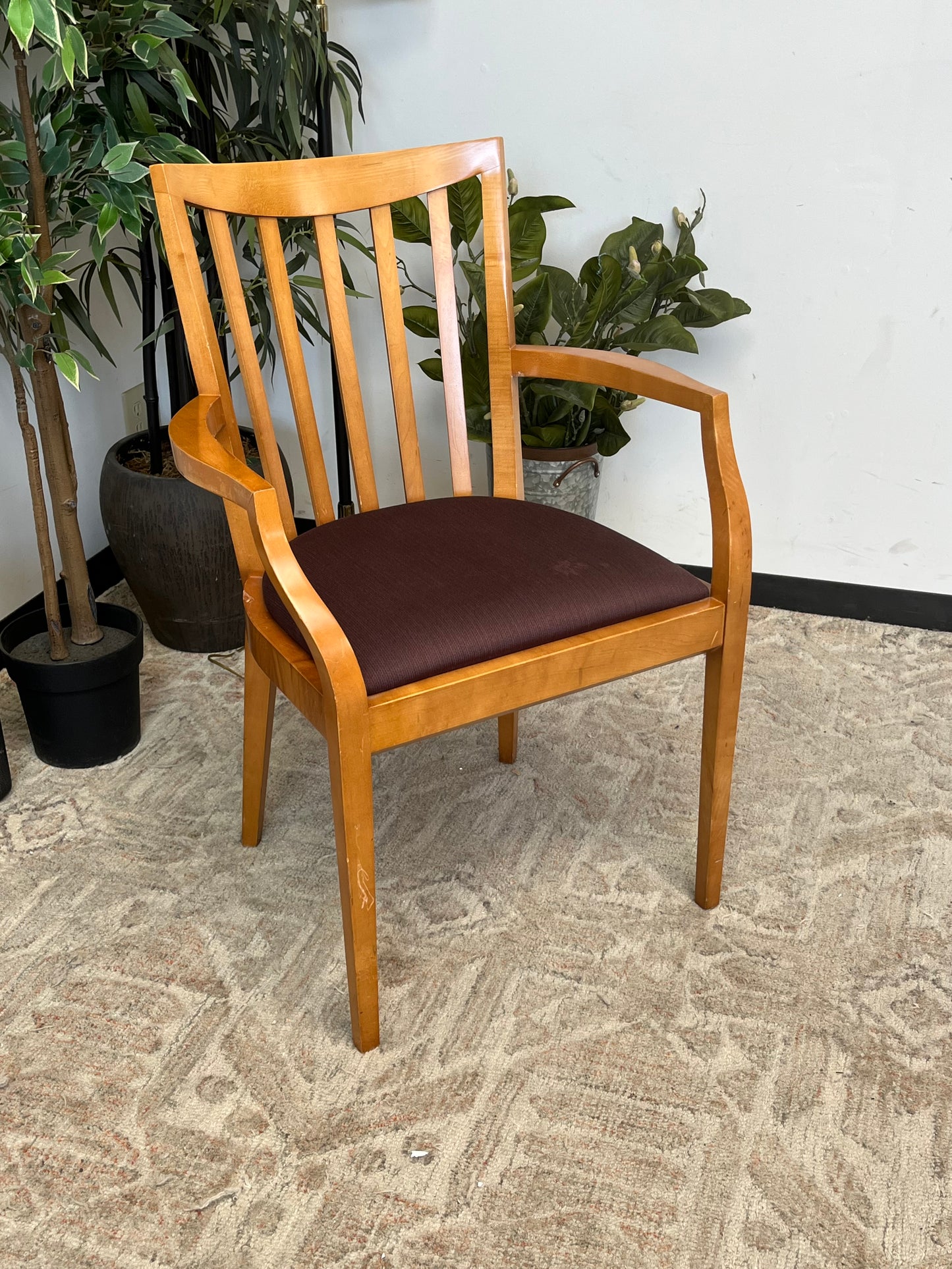 Wooden Arm Chair With Red Cushion