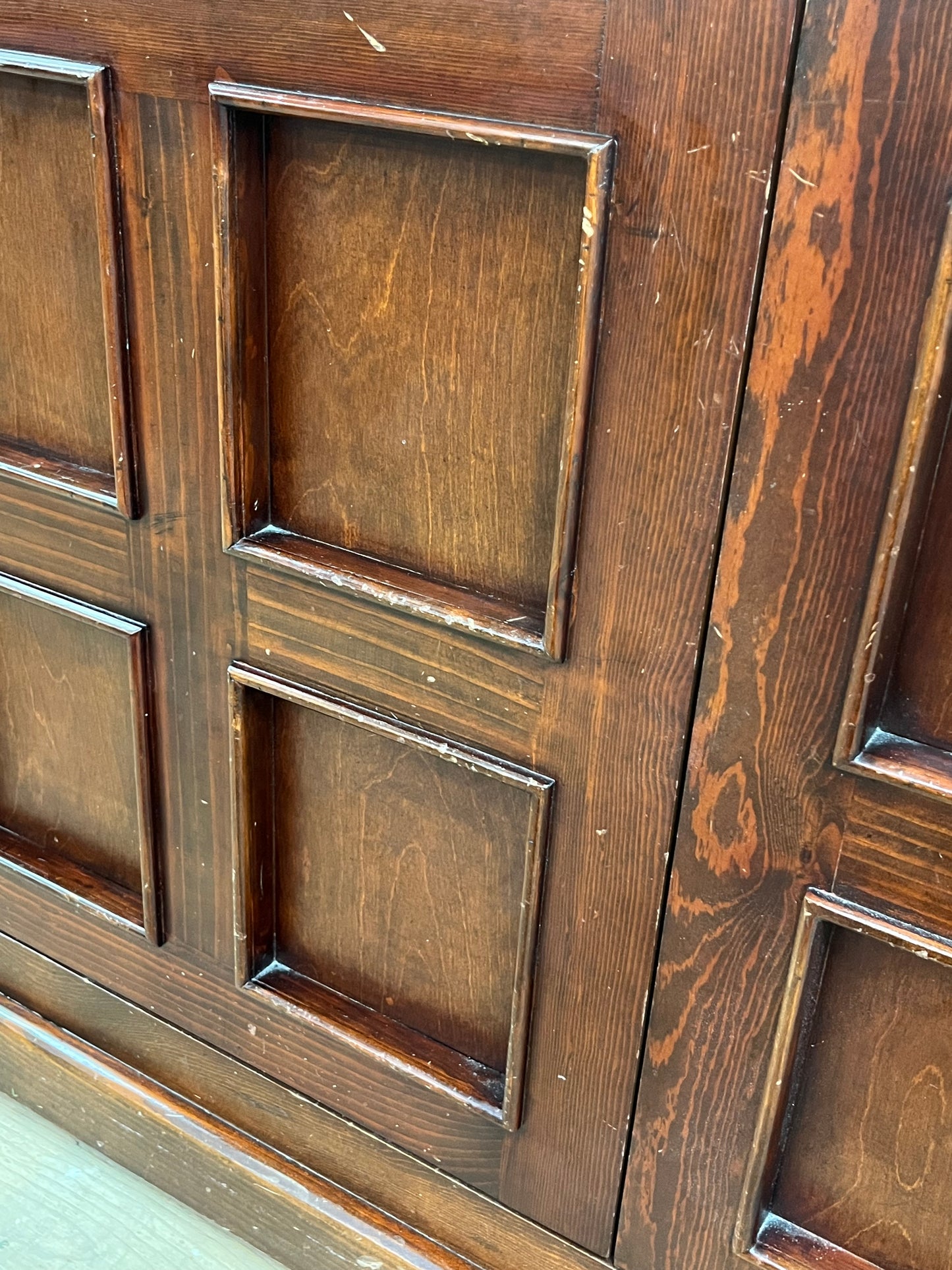 Wooden Media Storage Cabinet With Two Adjoining Bookcases