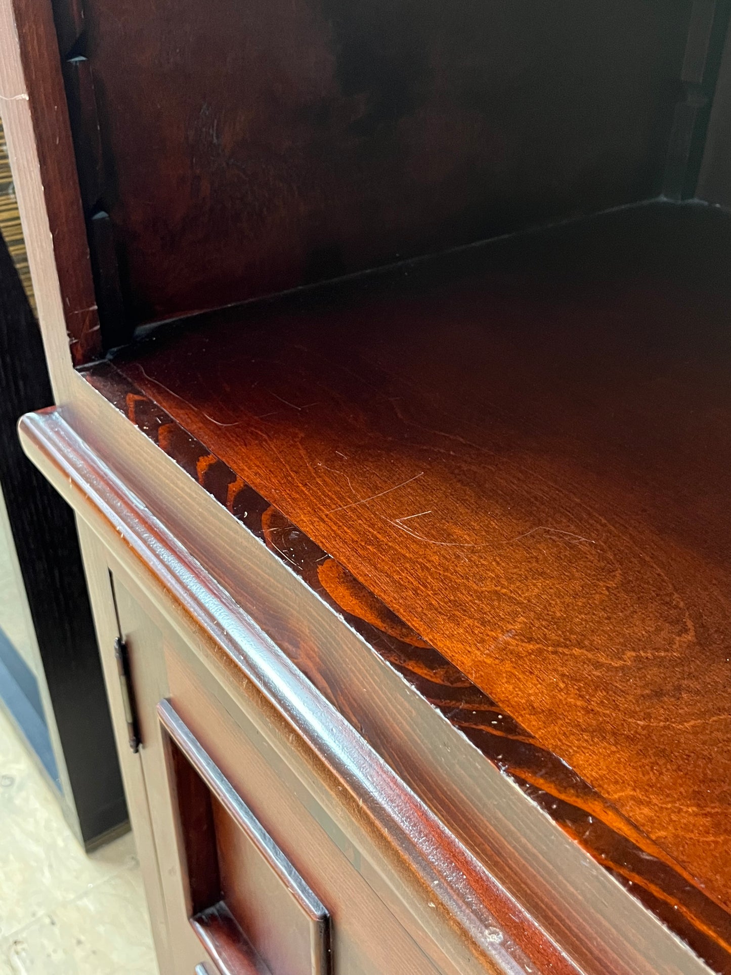 Wooden Media Storage Cabinet With Two Adjoining Bookcases