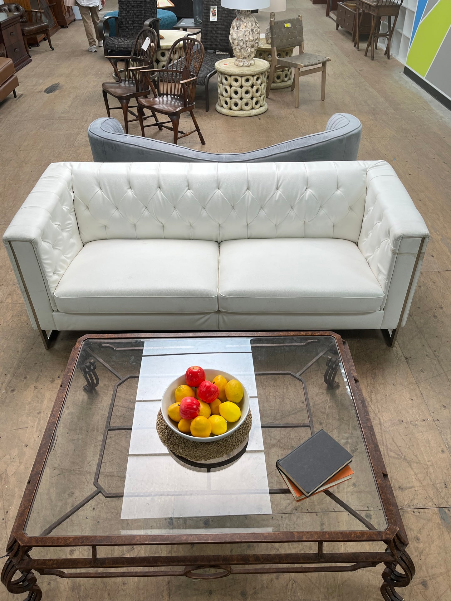 Modern Faux Leather White Sofa