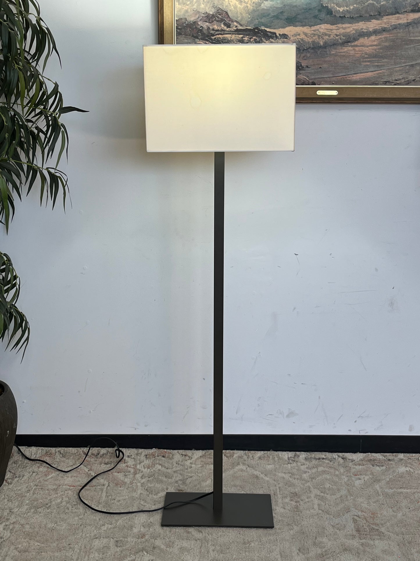 CB2 Modern White Linen Floor Lamp
