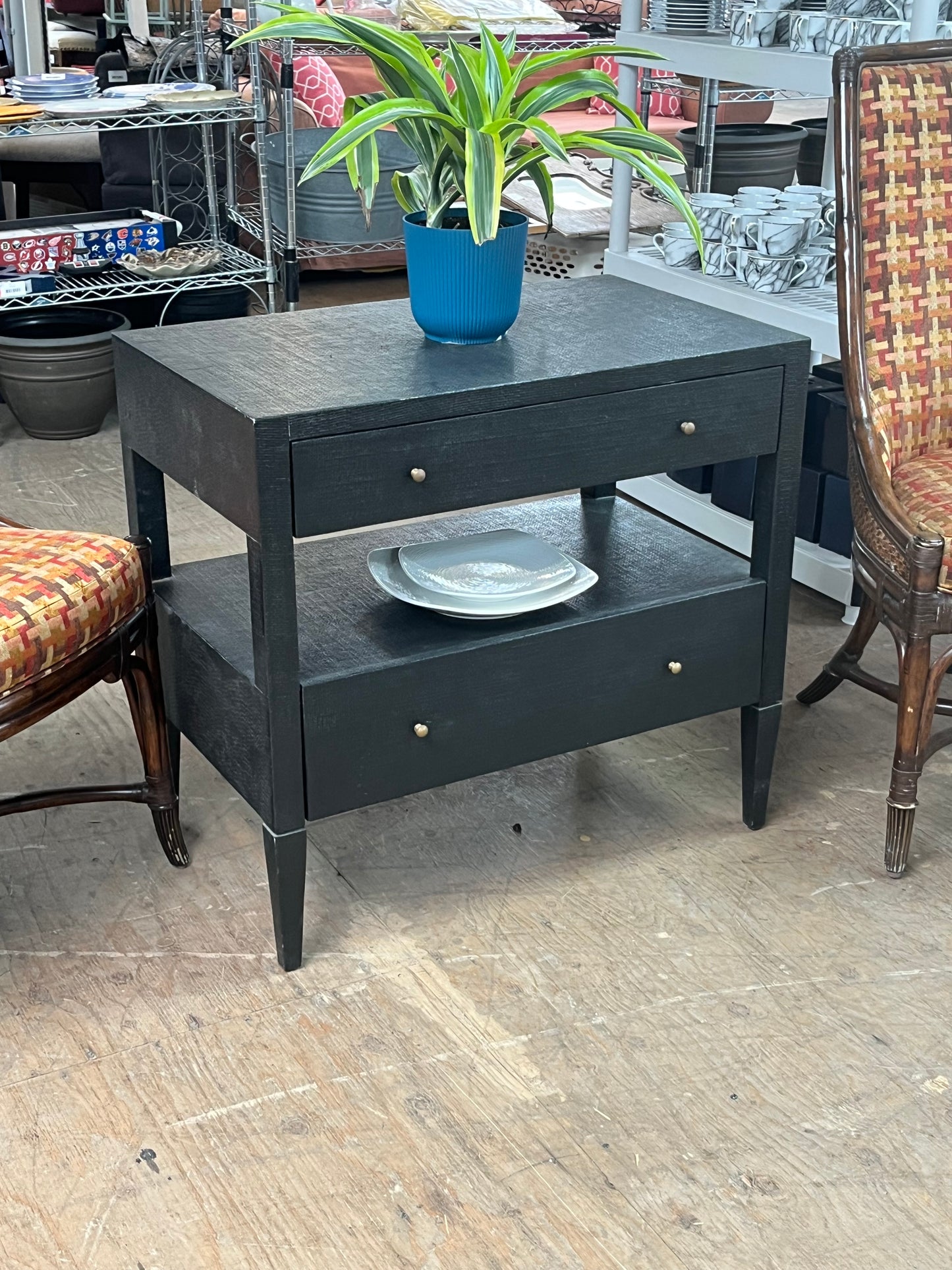 Purple Double Drawer Nightstand